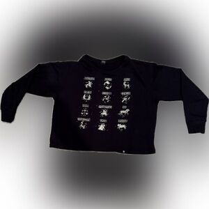 Circle X, black, zodiac, sign sweatshirt, semi cropped, size medium, preowned‎